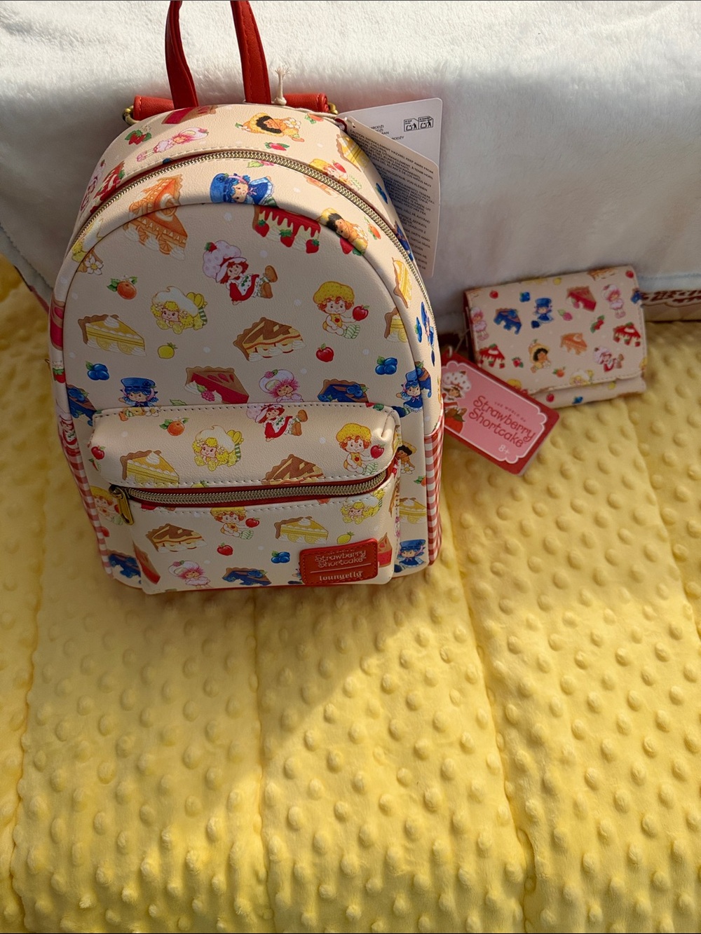 Loungefly Cream & Red Strawberry Shortcake Mini Backpack with Wallet